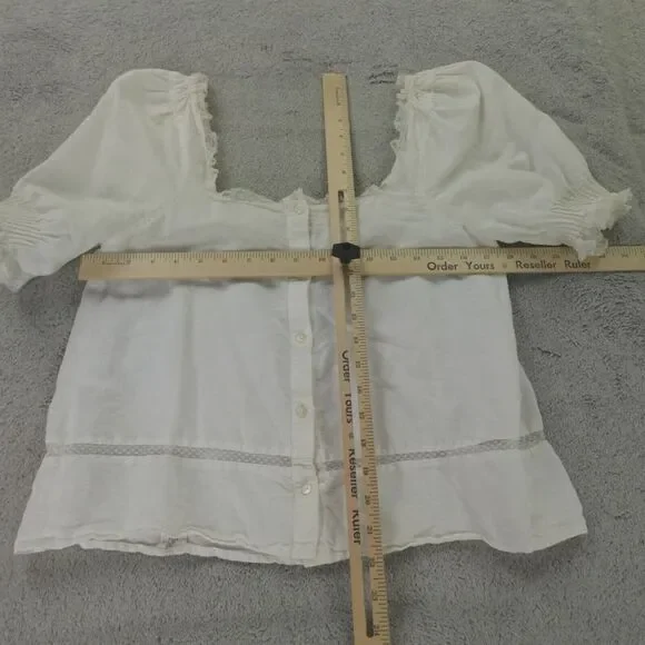 Sezane Blouse White Lace Trim Linen Frances Cottagecore - Picture 6 of 16